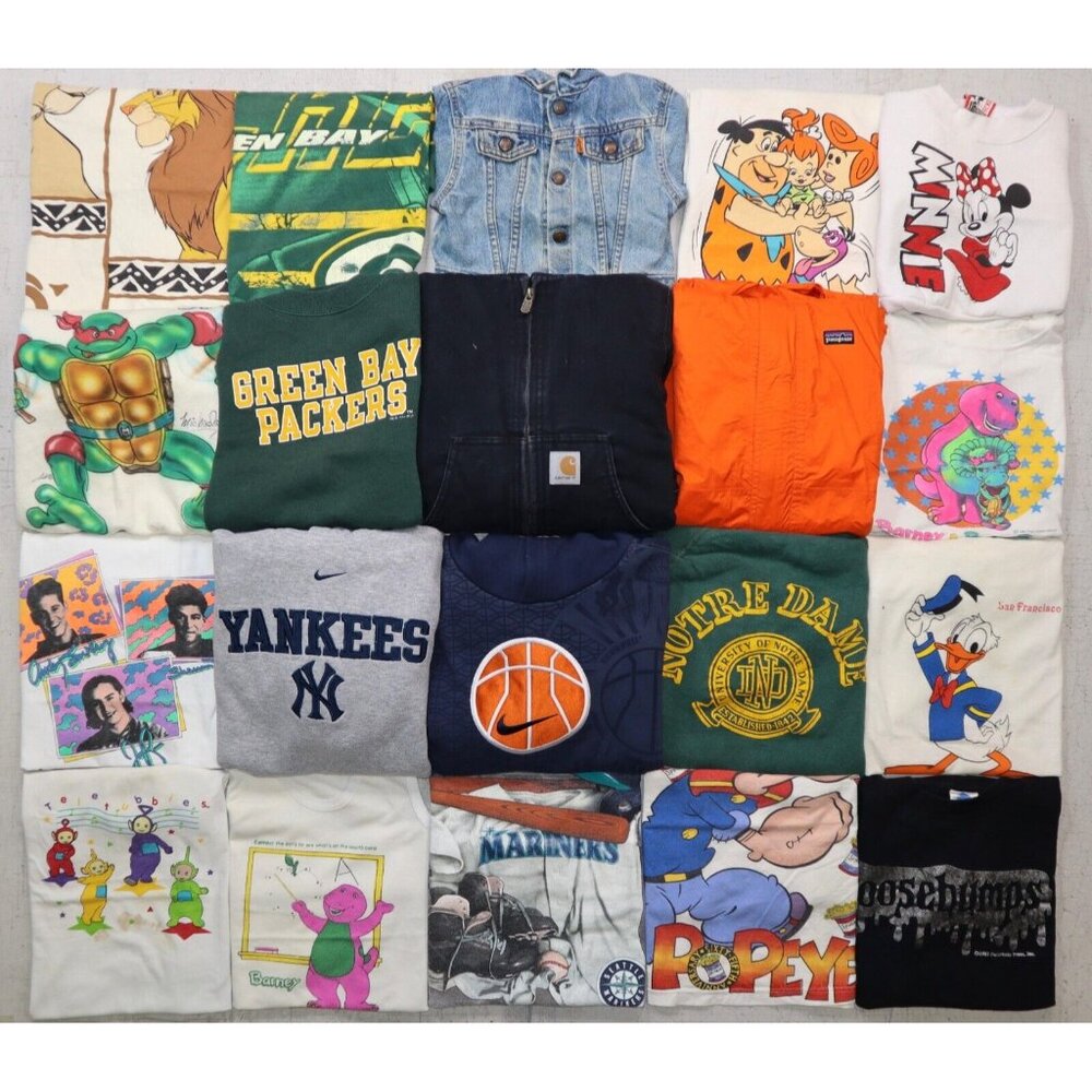 Vintage 90s Kids Youth Tees Jackets Crews Lot of 20 Wholesale Mix Sizes